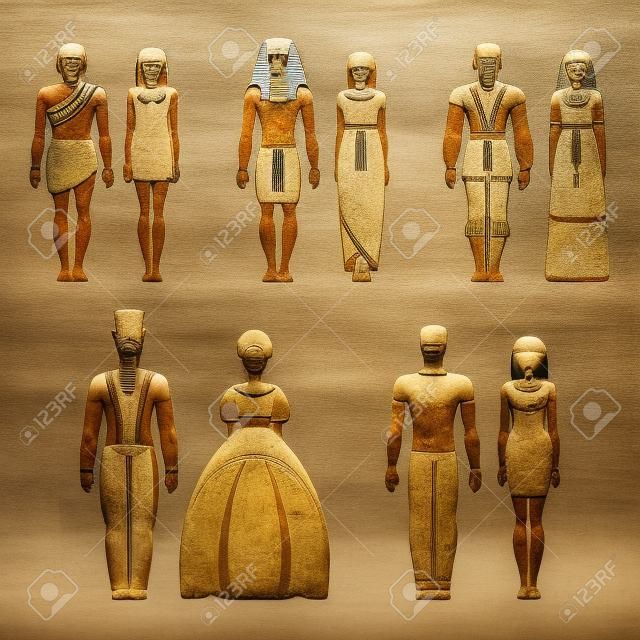 O desenvolvimento da humanidade. Povos primitivos, os antigos egípcios, povos medievais, pessoas do século XIX e os humanos modernos