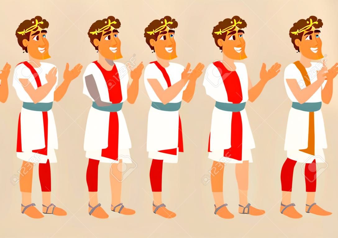Personaggio dei cartoni animati romano con diversi gesti. Illustrazione vettoriale