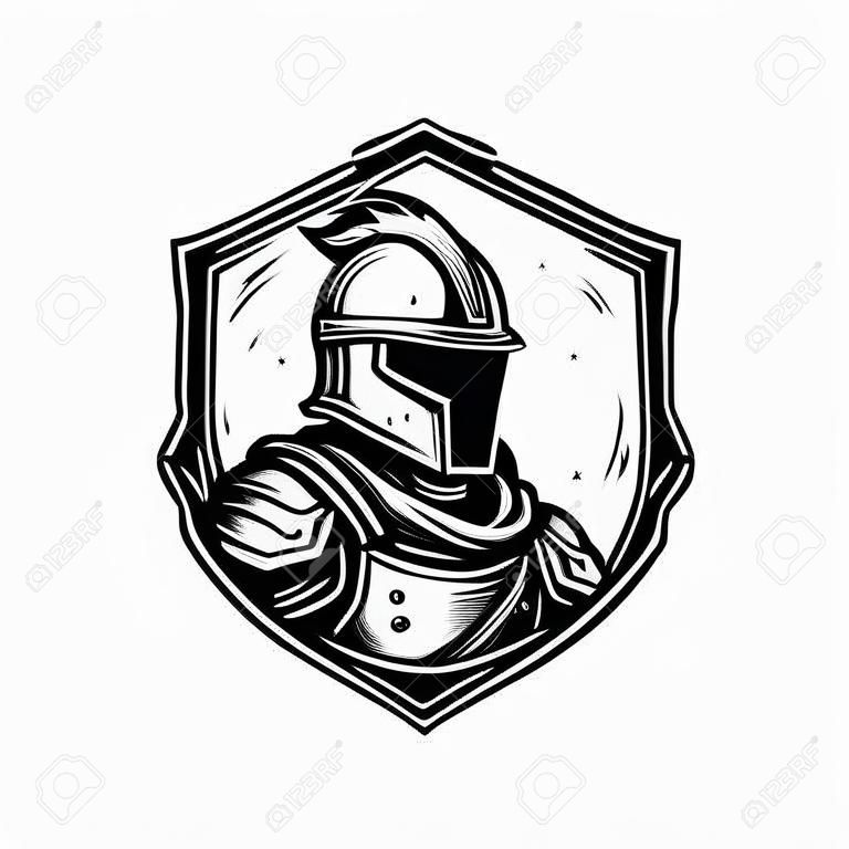 heavenly soldier, vintage logo line art concept black and white color, hand drawn illustration