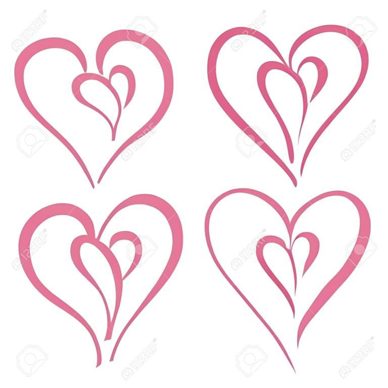 Установлены две линии сердца. День святого Валентина, двойное сердце. Вектор