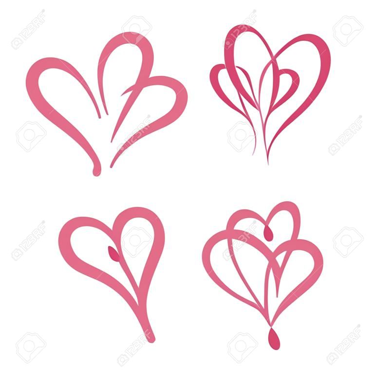 Установлены две линии сердца. День святого Валентина, двойное сердце. Вектор