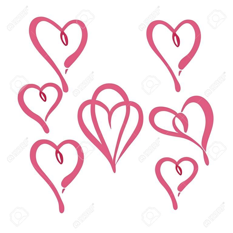 Two heart lines set. Valentine's Day, double heart.vector