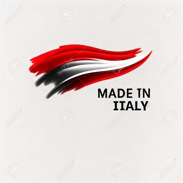 Made in italy quality label on the white background.