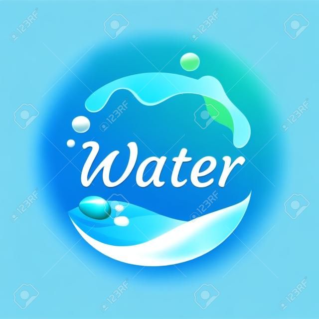 logotipo de agua dulce, logotipo de agua de manantial. Colección de logotipos vectoriales de salpicaduras de agua azul.