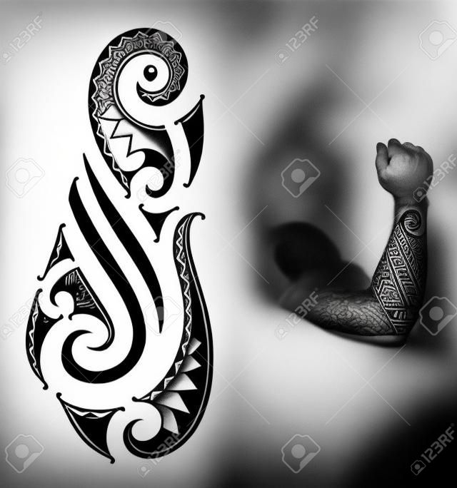 Маори стиль татуировки, пригодный для предплечья.