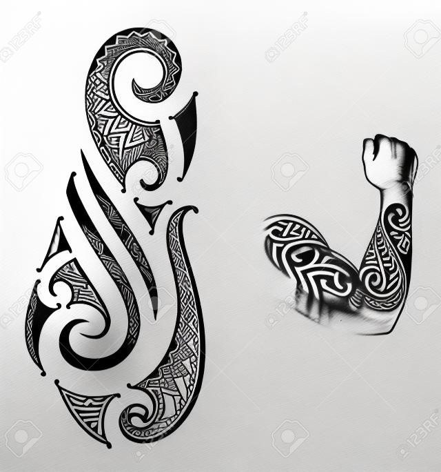 Maori style tattoo design fit for a forearm.