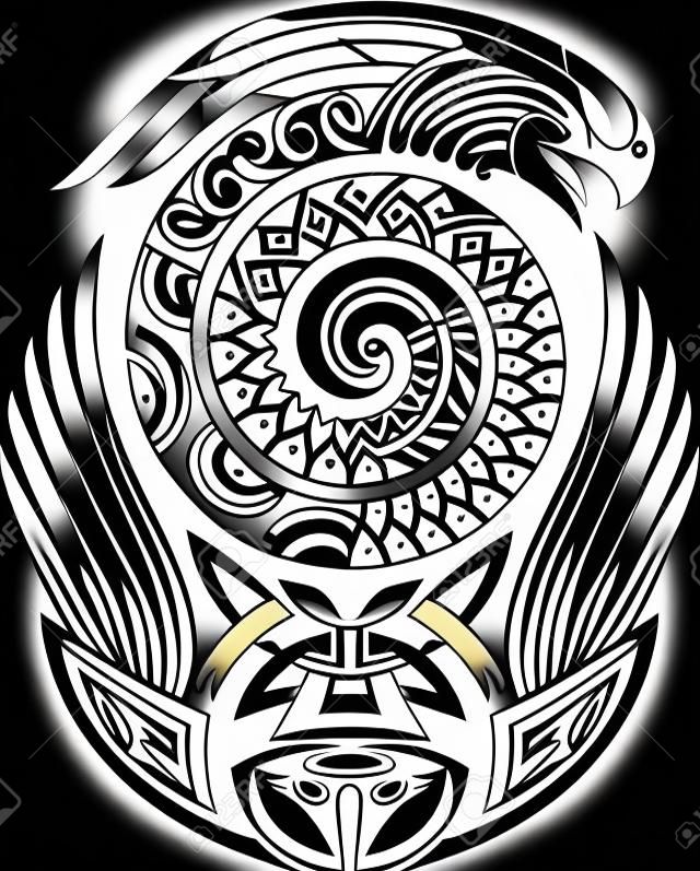 Tribal tattoo patroon, geschikt voor een schouder, Vector illustratie.