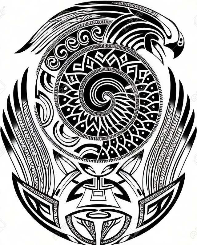 Modello Tribal tattoo. Adatta per una spalla. Illustrazione vettoriale.
