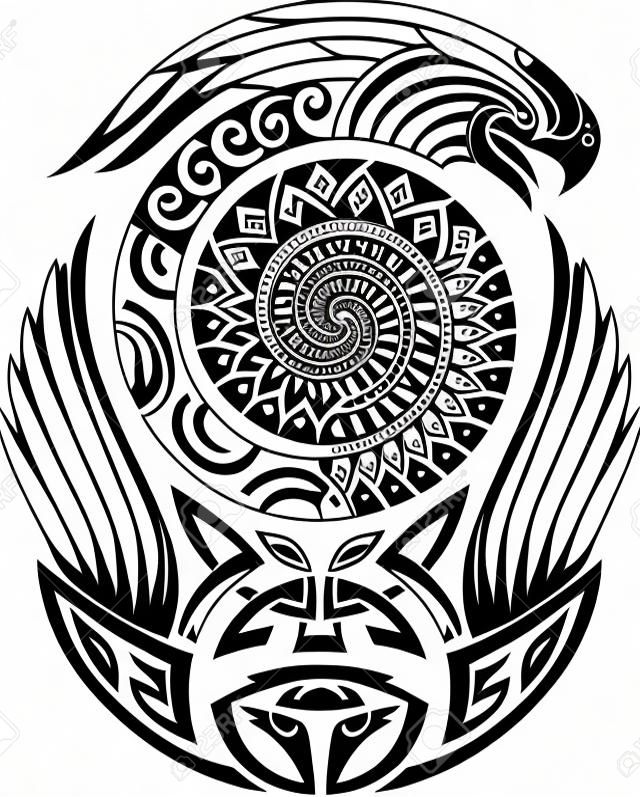 Tribal tattoo pattern. Fit for a shoulder. Vector illustration.