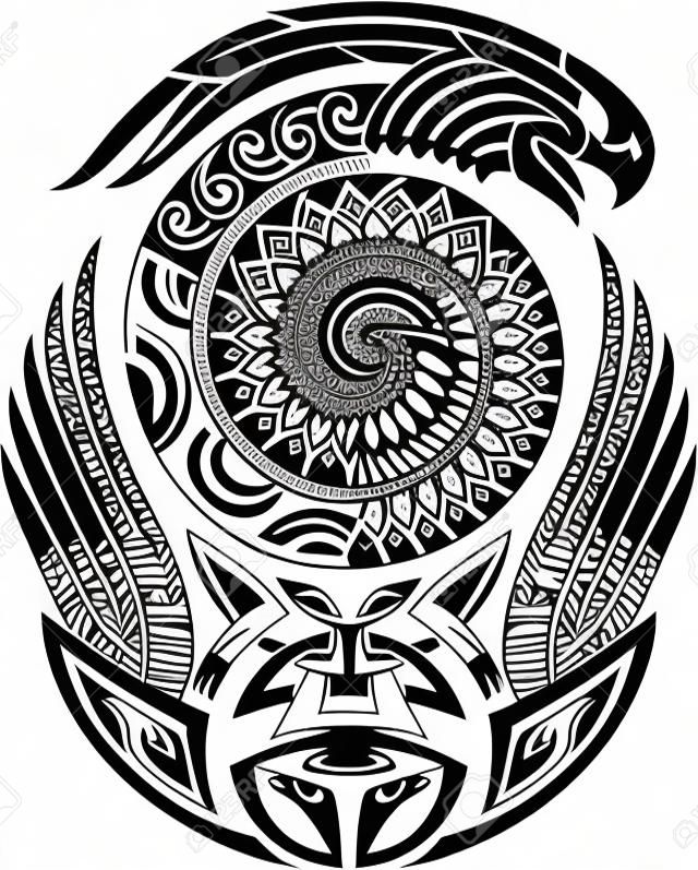 Modello Tribal tattoo. Adatta per una spalla. Illustrazione vettoriale.