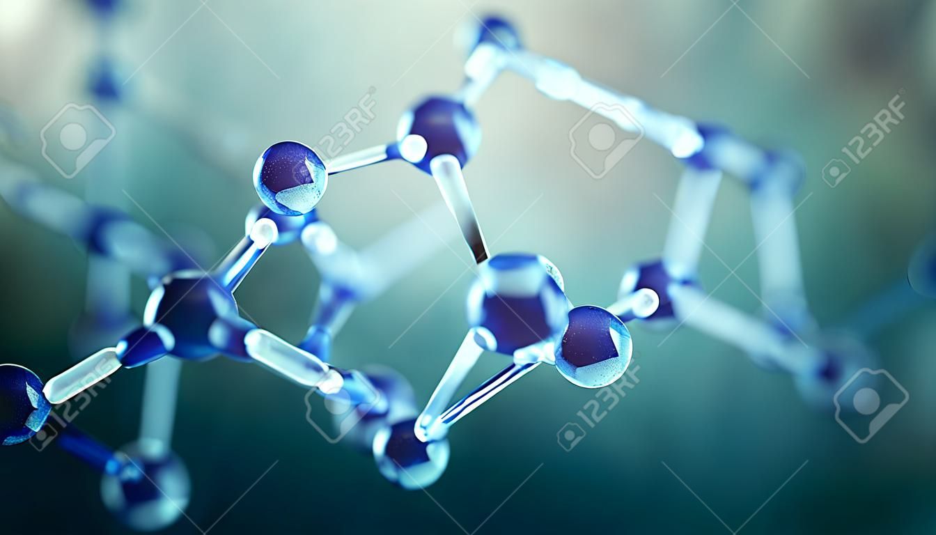 3d illustratie van molecule model. Wetenschapsachtergrond met moleculen en atomen