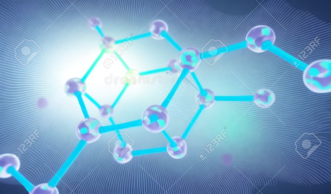 3D Darstellung der Molekül-Modell. Wissenschaft oder medizinischer Hintergrund mit Molekülen und Atomen.