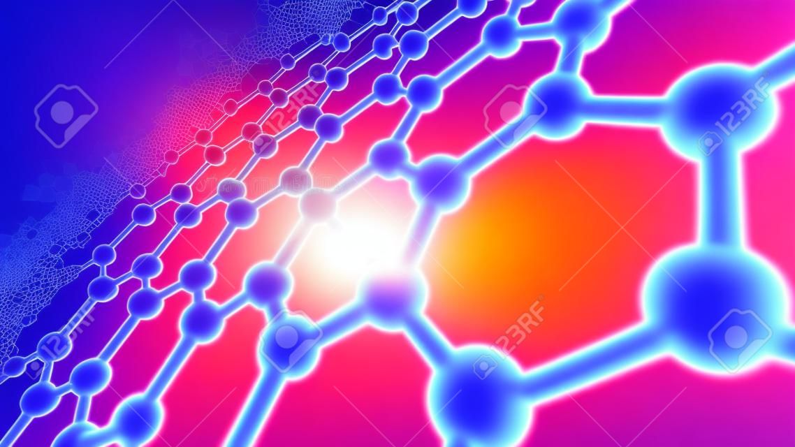 3d illusrtation of graphene molecules. Nanotechnology background illustration