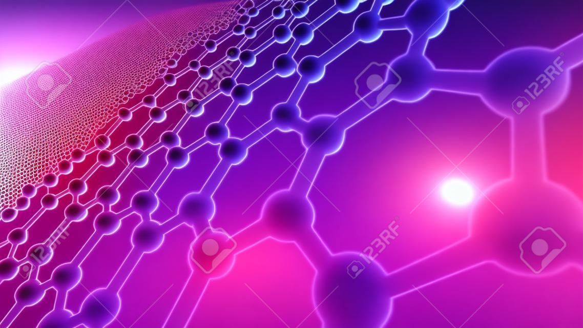 3d illusrtation of graphene molecules. Nanotechnology background illustration