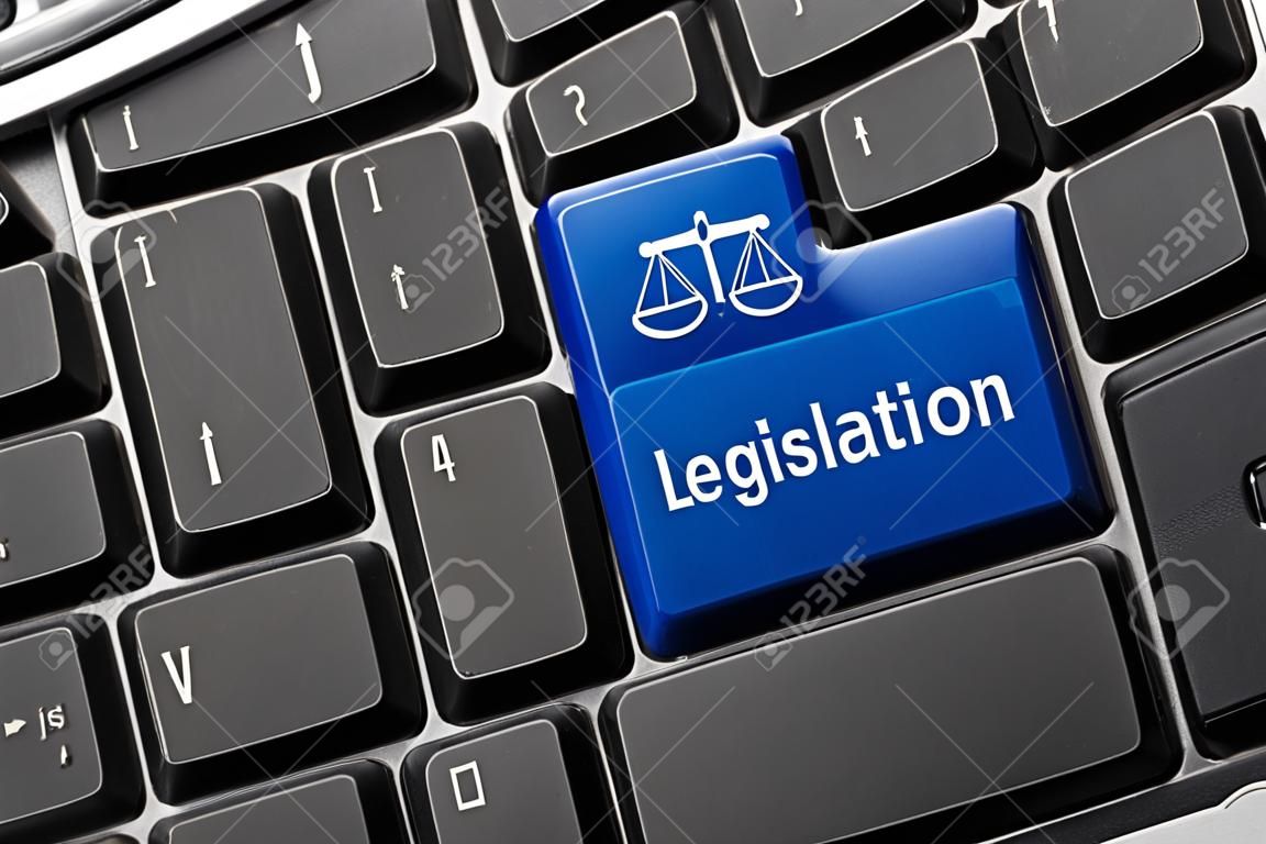 Close-up view on conceptual keyboard - Legislation (blue key)