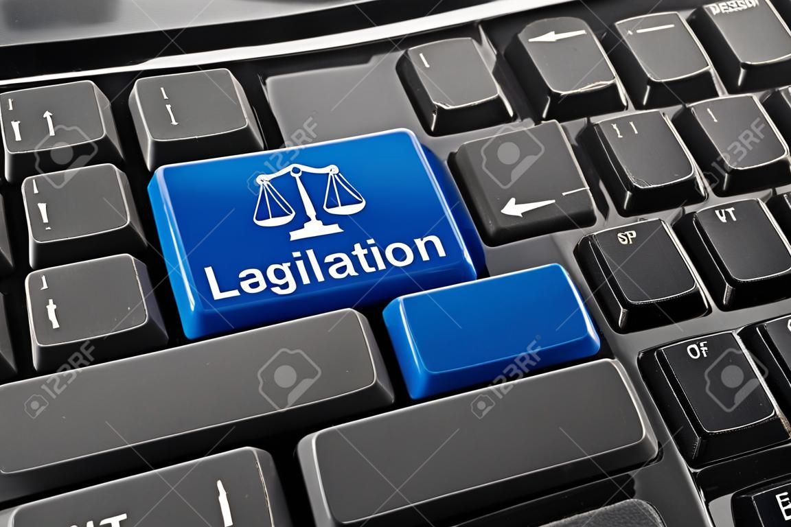 Close-up view on conceptual keyboard - Legislation (blue key)