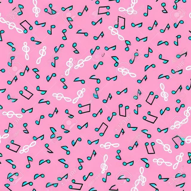 Hand Drawn Music Notes Vector Endless Background. Musical Seamless Pattern with Note Icons