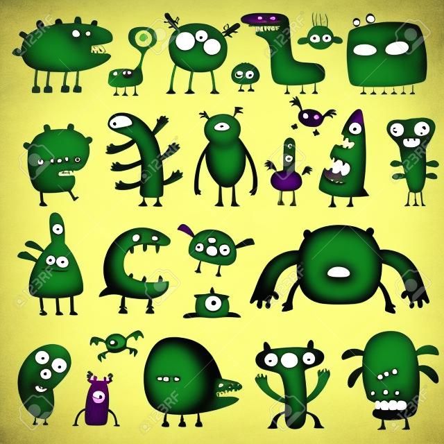 Sammlung von Cartoon funny Monsters silouettes