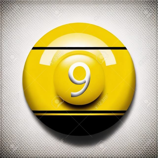 Flat Yellow Nine Pool - Billiard Ball Icon Vector Isolated