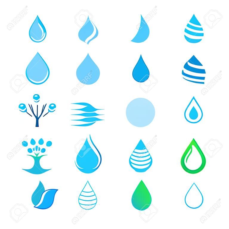 Conjunto vectorial de iconos de gota de agua
