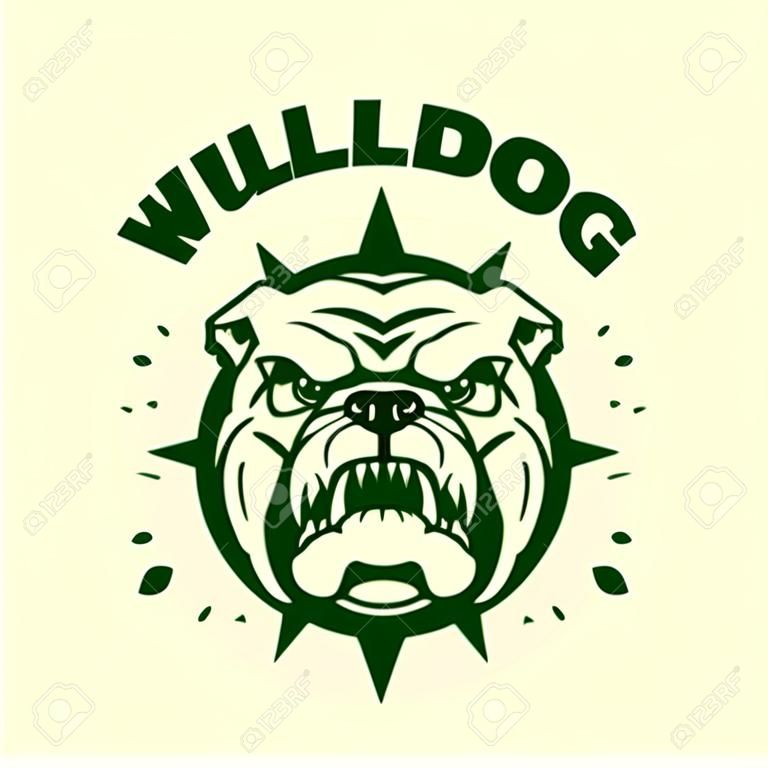 Angry bulldog wild animal head logo illustration vector illustrations for your work logo, merchandise t-shirt, stickers and label designs, poster, greeting cards advertising business company or brands