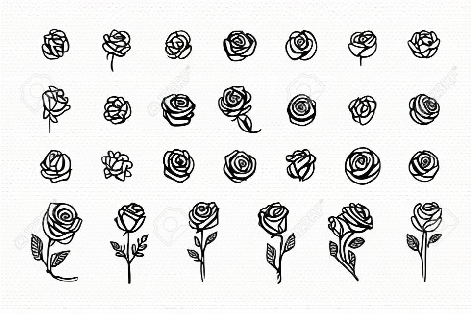ベクトルの手描きのバラ記号の単純なスケッチイラスト