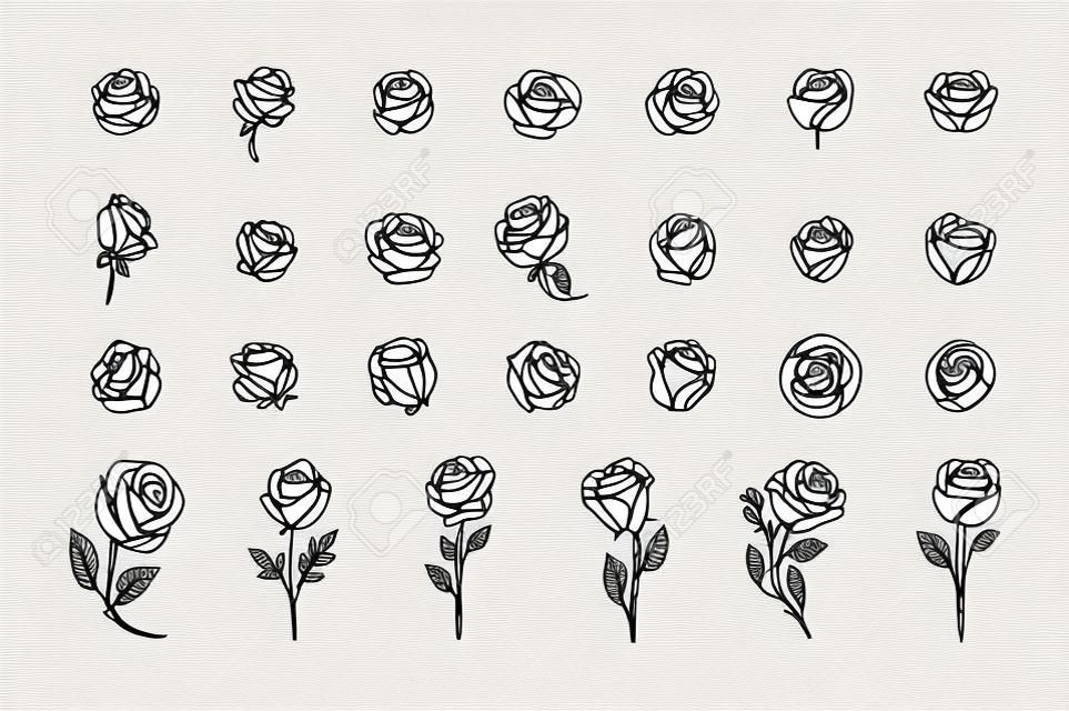Wektor ręcznie rysowane symbol róży prosty szkic ilustracji