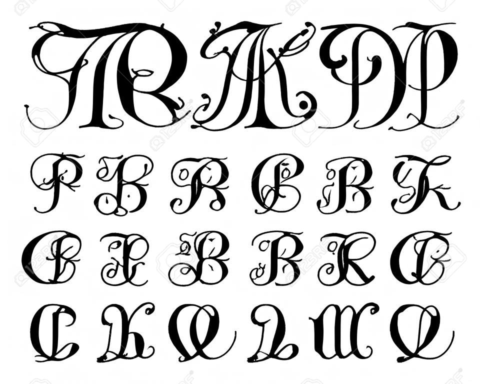 ロシア語のアルファベット、ゴシック フォント、タイプフェイス、すべてキリル大文字、手描き blackletters
