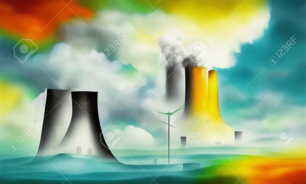 Power Nuclear Power Plant Abstract Art Illustration