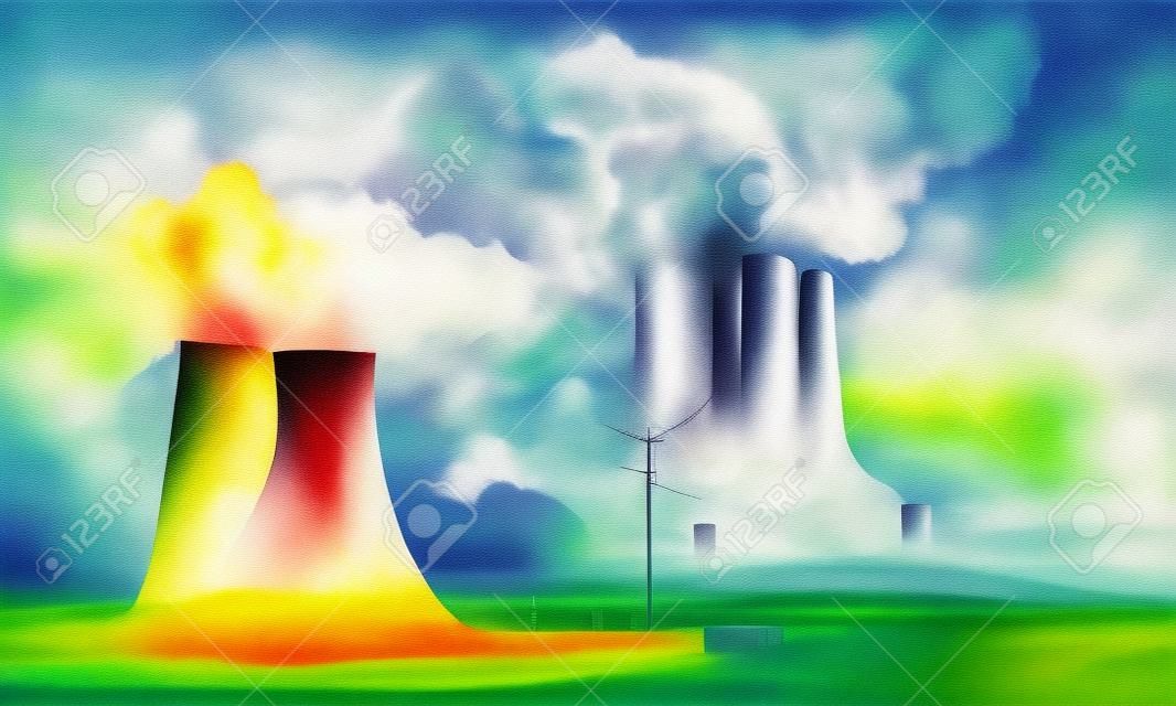 Ilustracja abstrakcyjna elektrowni jądrowej