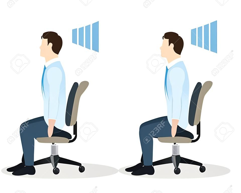 Sport exercises for office. Office yoga for tired employees with chair and table. Shoulder stretching.