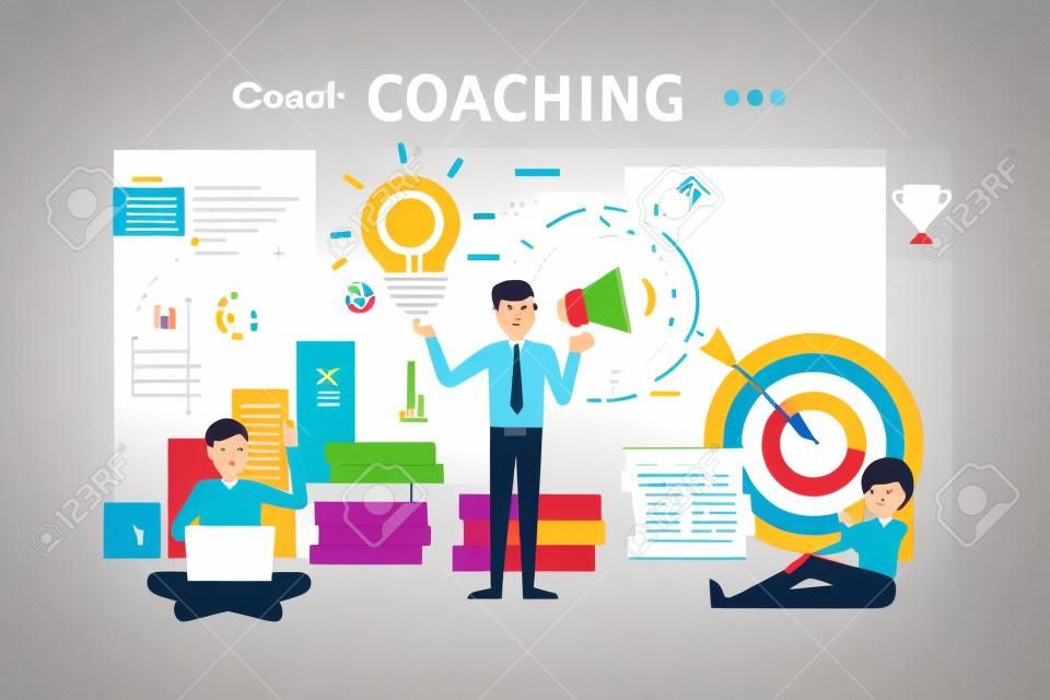 Coaching concept illustration. Guidance, education, motivation and improvement. Idea of support and business training.