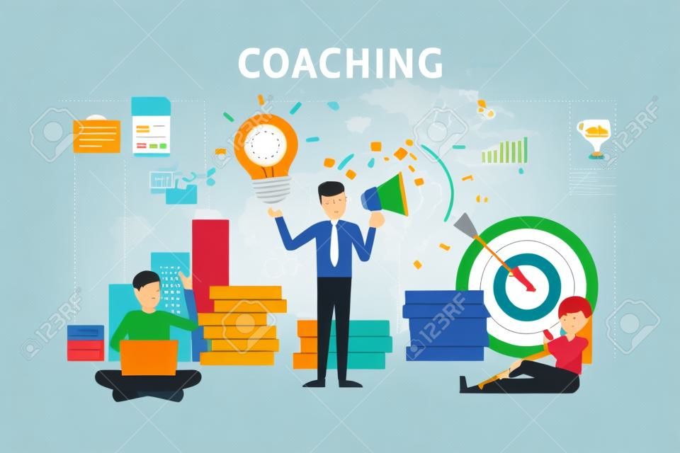 Coaching concept illustration. Guidance, education, motivation and improvement. Idea of support and business training.
