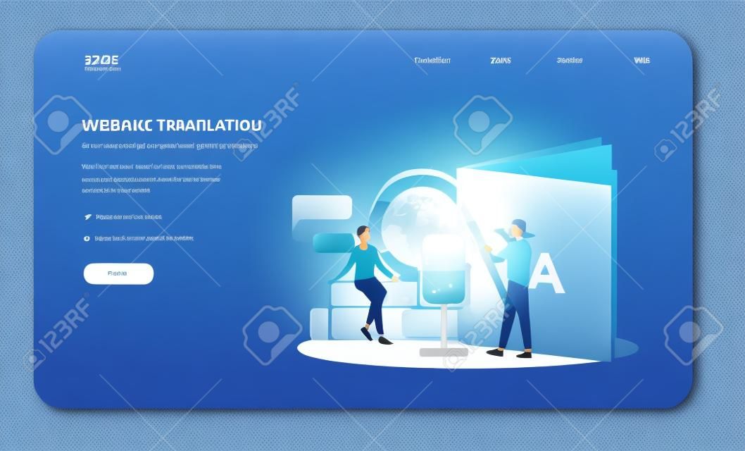 Vertaler en vertaling dienst web banner of landing pagina.
