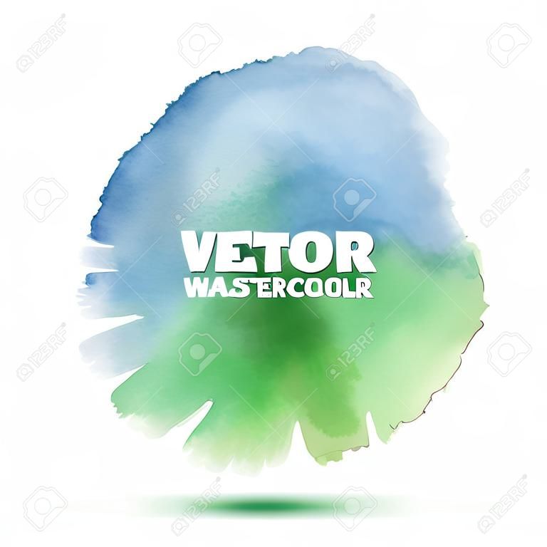 Helder blauw - groen transparant aquarel vector vlek. Vibrerende aquarel vector vlek element geïsoleerd op witte achtergrond. voorjaar vervaging blot blauw groen aquarel vector illustratie