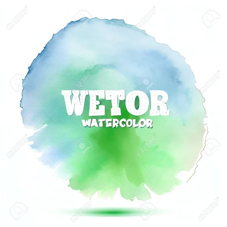 Helder blauw - groen transparant aquarel vector vlek. Vibrerende aquarel vector vlek element geïsoleerd op witte achtergrond. voorjaar vervaging blot blauw groen aquarel vector illustratie