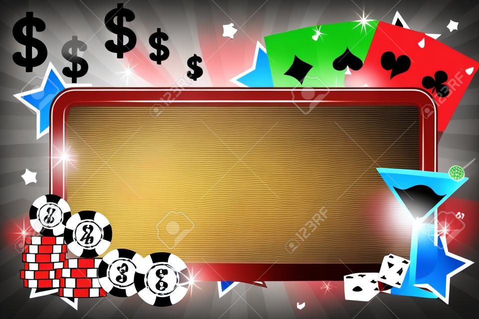 Een illustratie van het gokken achtergrond met poker chips en kaarten