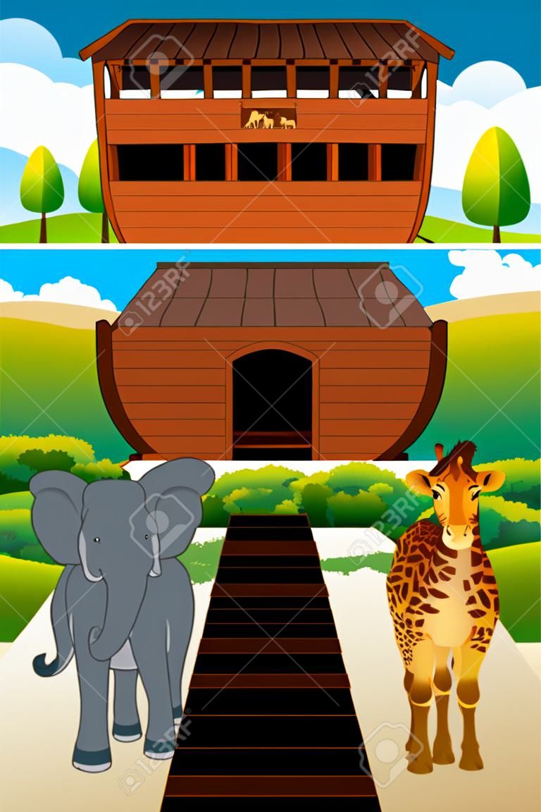 Uma ilustração vetorial da arca de Noé