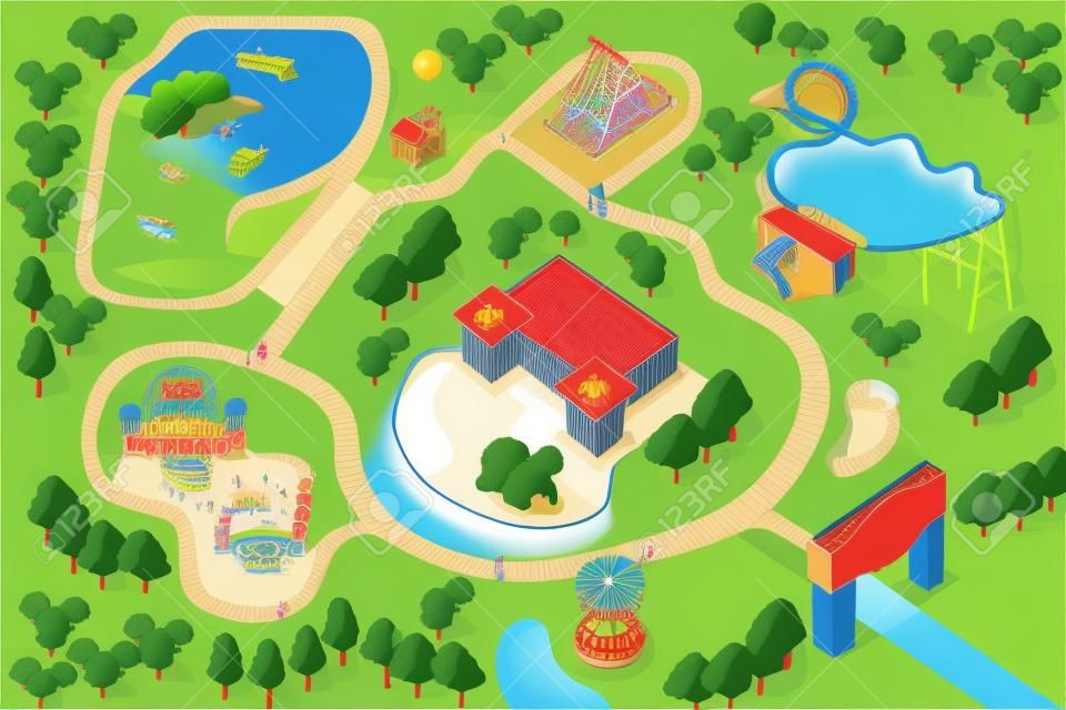 遊園地テーマパークの地図のベクトル イラスト