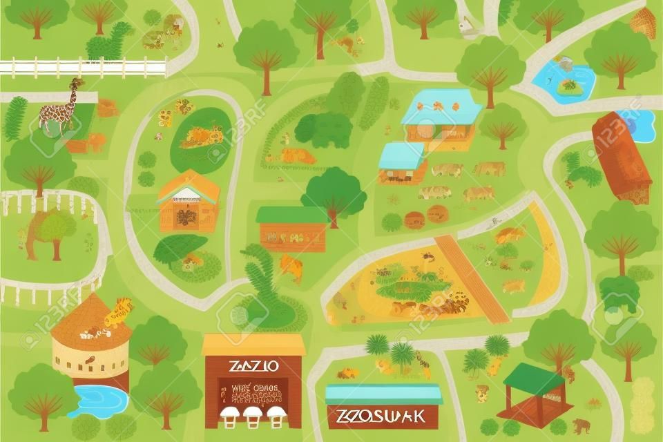 動物園公園の地図のベクトル イラスト
