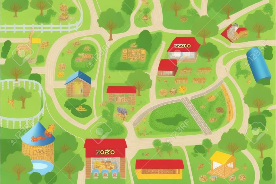 Ilustracji wektorowych z mapą parku zoo