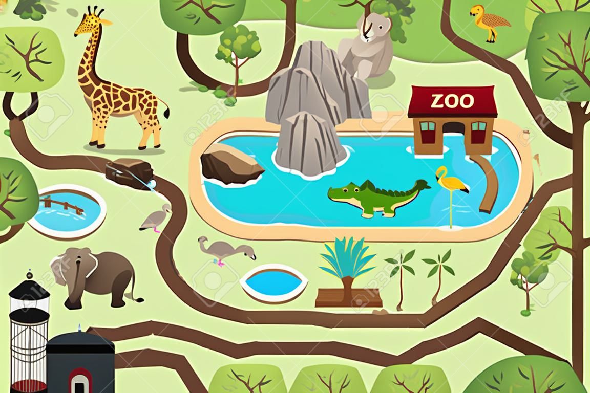 A vektoros illusztráció térképet a állatkertje