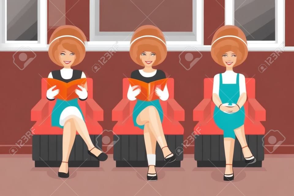 Ein Vektor-Illustration von Frauen im Haarsalon