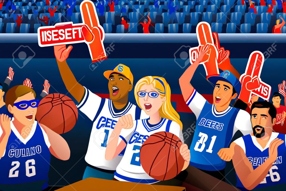 Векторные иллюстрации Basketball Fans Восхищаться Внутри стадиона