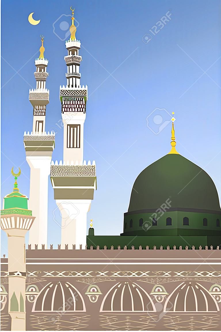 Un vecteur illustration de la mosquée Al-Masjid An-Nabawi à Médine