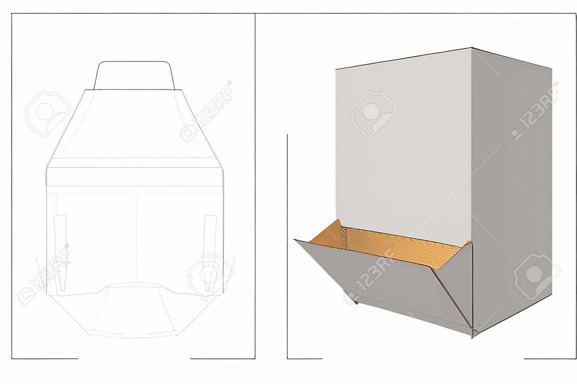 Modelo Slim Dispenser Box com linhas de corte a laser cortadas.