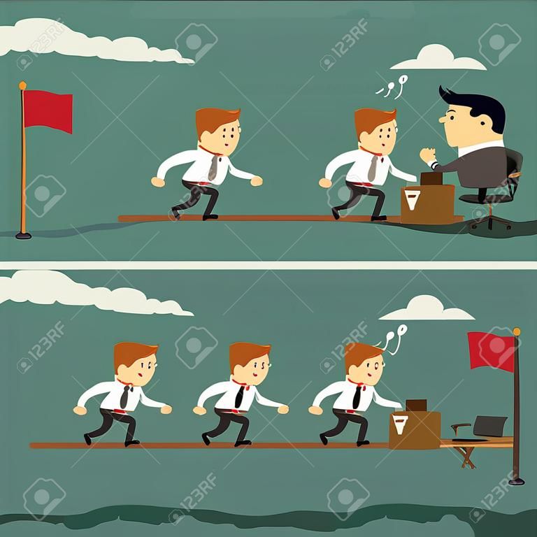 Разница между начальником и лидером, лидерство бизнес-концепции, векторные иллюстрации.