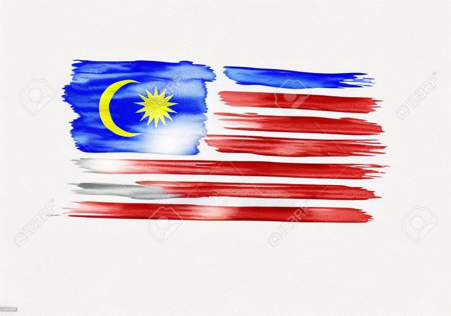 Imitação de aquarela escovado Bandeira da Malásia. Jalur Gemilang. Ilustração do vetor.
