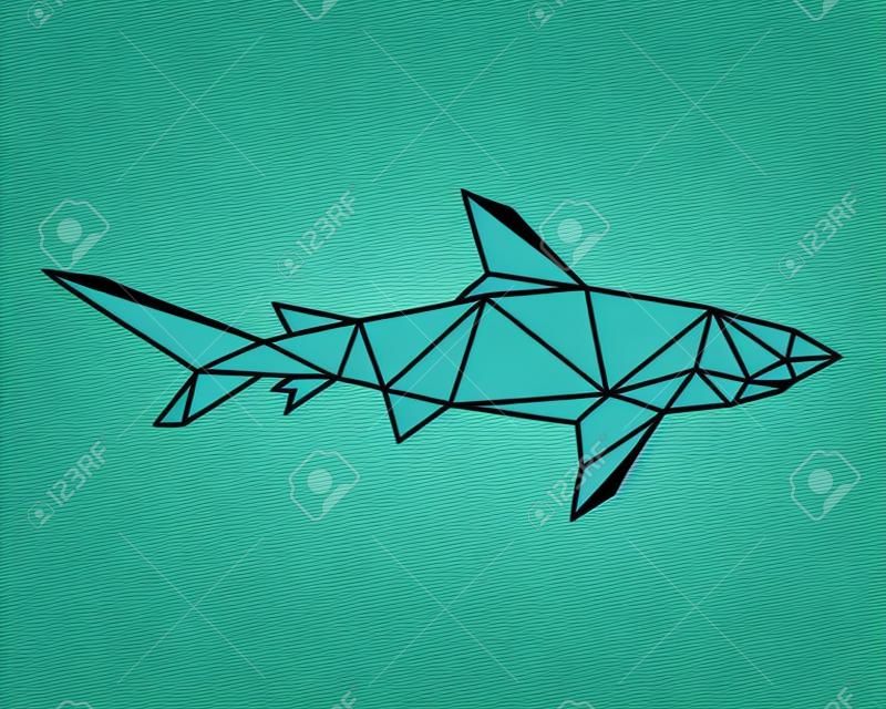 Shark low poly poly triangle geométric. contorno para tatuagem, logotipo, emblema e elemento de design.