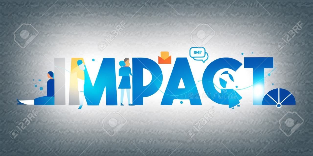 Impact have an affect influence. Impression act work of communication concept. Vector illustration